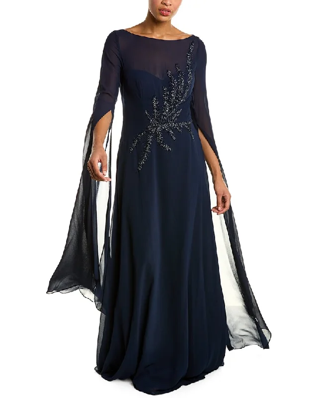 Sale Event, Prices Rock Rustic Countryside Charm Look Teri Jon by Rickie Freeman Beaded Crepe Gown