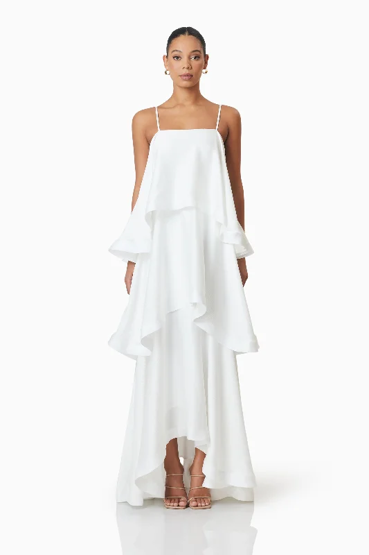 Hot Styles Casual Chic Tilly Tiered Maxi Dress in White