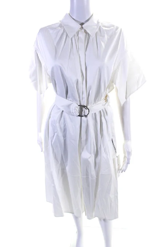 Summer Deals Elevated Style Adeam Womens Belted Shirt Dress White