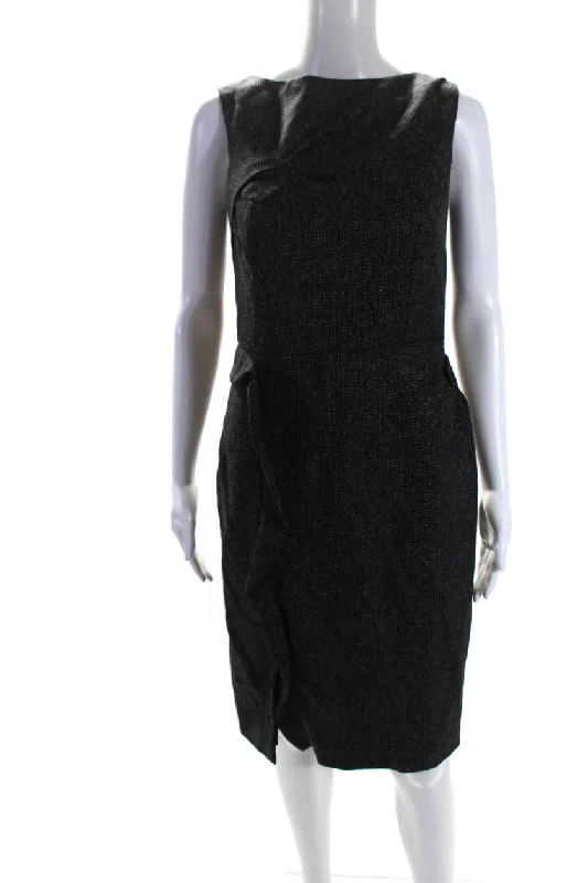 Limited Stock, Big Discounts Romantic Detailing Valentino Womens Dark Brown Wool Crew Neck Zip Back Sleeveless Shift Dress