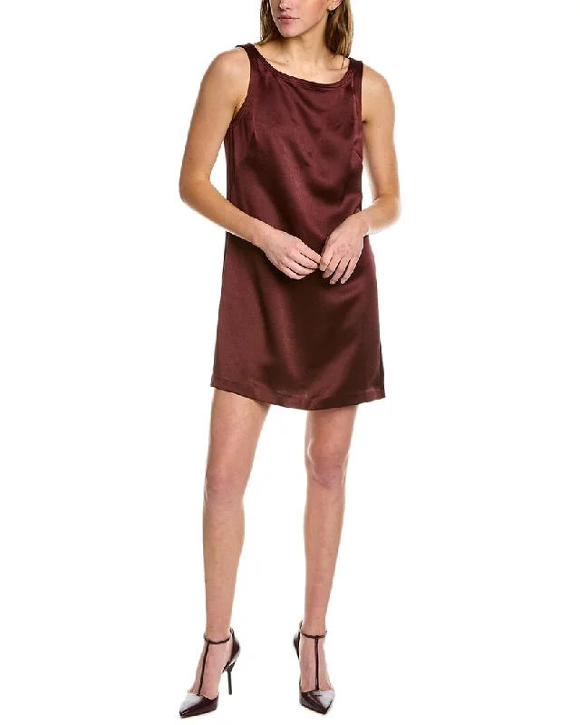 Elegant Style Rustic Countryside Charm Look Rebecca Taylor Heavy Satin Shift Dress