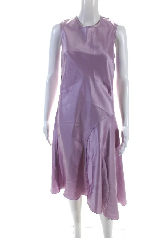 Smart Casual Deals Limited - Stock Nina Ricci Womens Lilac Crew Neck Zip Back Sleeveless Asymmetric Dress