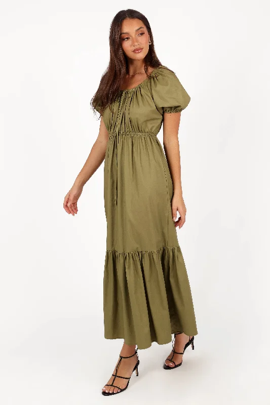 Bold Fashion Sales Feminine Allure Juliana Maxi Dress - Olive