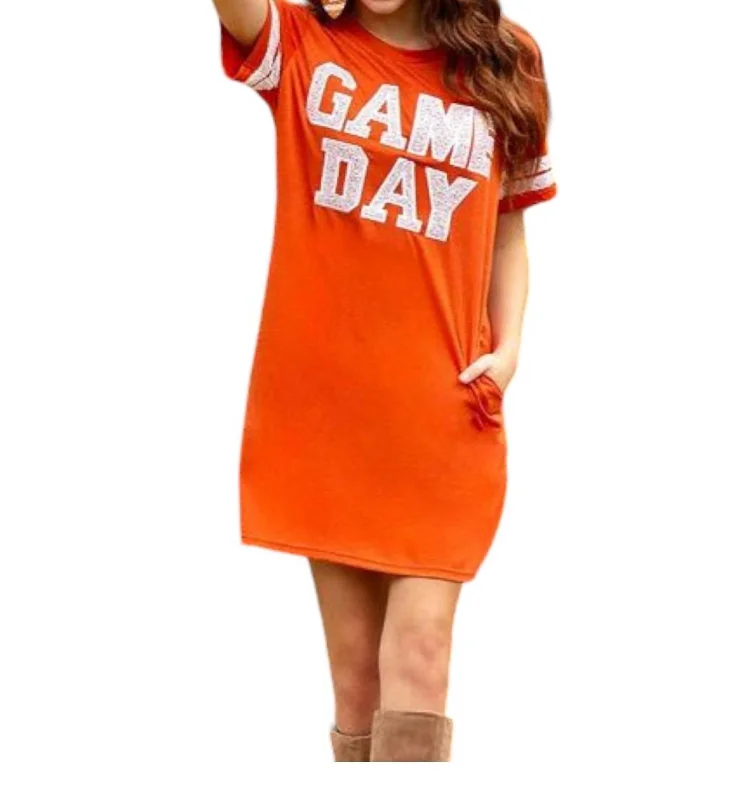 Fashion Sale Today Only Game Day Sequin Tee Shirt Dress In Orange