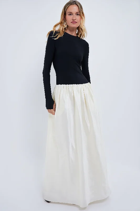 Budget-Friendly Fashion Limited - Edition Drops Black and Ivory Meringue Maxi Dress