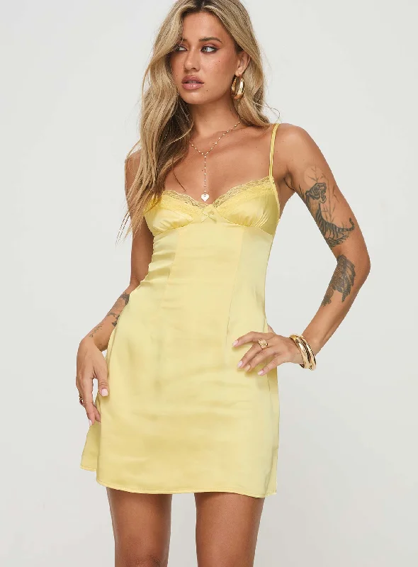 Shop Sale Items Effortless Grace Dale Mini Dress Lemon