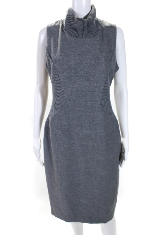 Fresh Styles, Fresh Deals Vintage Charm Iris Setlakwe Womens Turtleneck Sleeveless Dress Gray