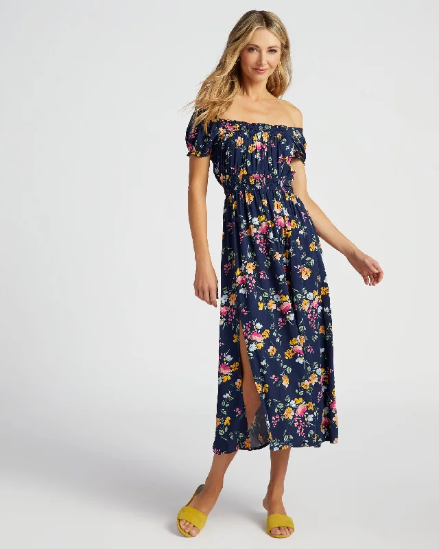 Seize Bargains Vintage Look Bright Floral Midi Dress