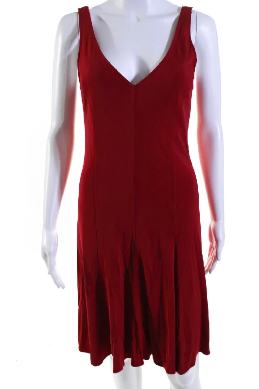 New Season Fashion Preview Coastal Beach - Inspired Style Ralph Lauren Black Label Womens Sleeveless V Neck Knit Dress Red