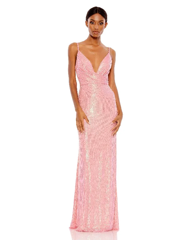 Mega Sales Luxe Layering Sequined Draped V Neck Gown