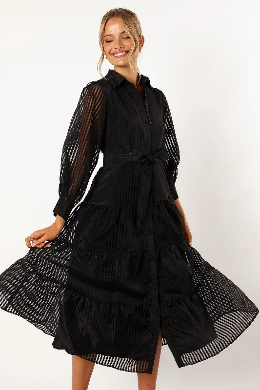 Limited Stock, Big Discounts Elegant Ensemble Neve Long Sleeve Maxi Dress - Black