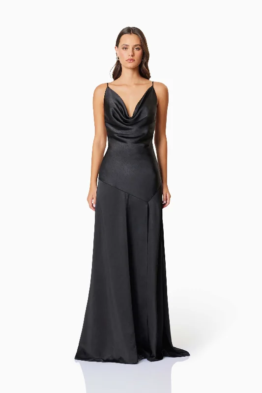 Enjoy Discount Tropical Island - Inspired Attire Clementine Cowl Neck Maxi Dress In Black