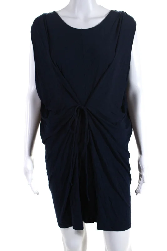 Classic Chic Deals Modern Glamour Stella McCartney Womens Sleeveless Scoop Neck Tied Sheath Dress Blue