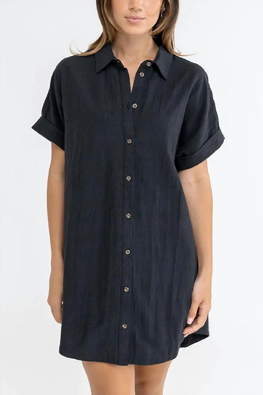 Elevated Casual Discounts Statement Piece Classic Shirt Dress In Black