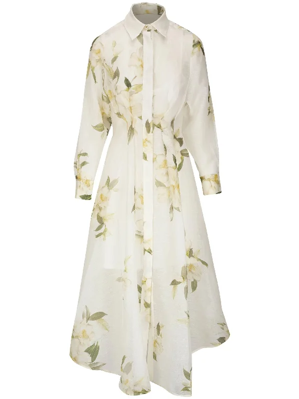 Refined Fashion Sale Charming Silhouette Zimmermann Harmony Draped Shirt Dress Ivory Magnolia