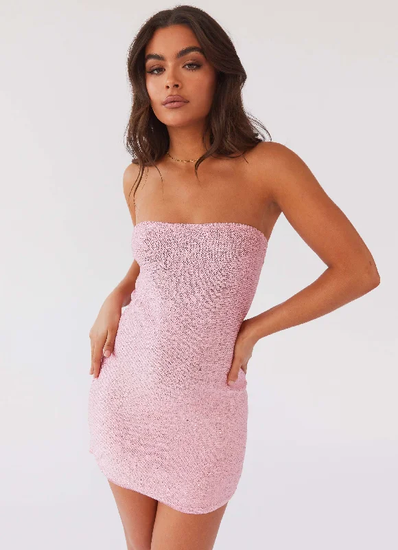 Casual Yet Chic Sales Graceful Drape Dance The Night Tube Knit Mini Dress - Pink Dusk