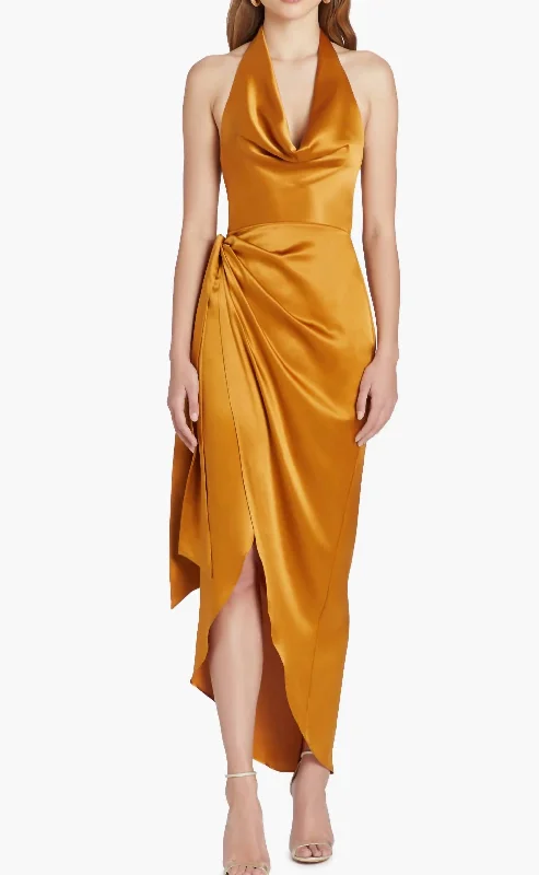 Style Without Limits Polished Finish Martine Silk Gown In Antique Bronze