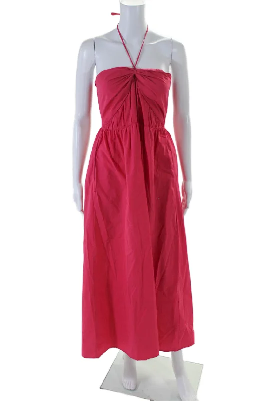 Explore What'S New Refined Simplicity Xirena Womens Red Tulip Cotton Halter Neck Sleeveless Avalin Dress