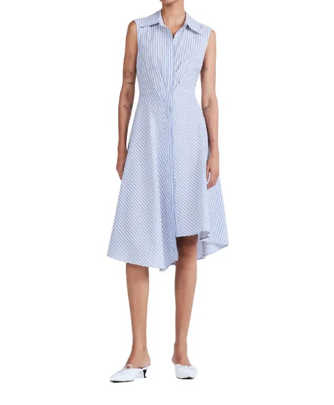 Must-Have Style Discounts Summer Fashion Smith Sleeveless Shirt Dress In Blue/white