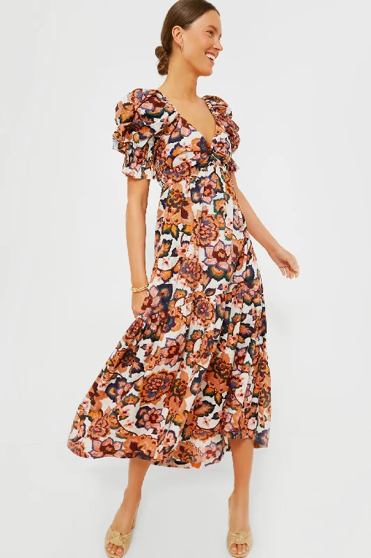 Chic Trends Unveiled Modern Romance Desert Floral Print Jewel Ankle Dress