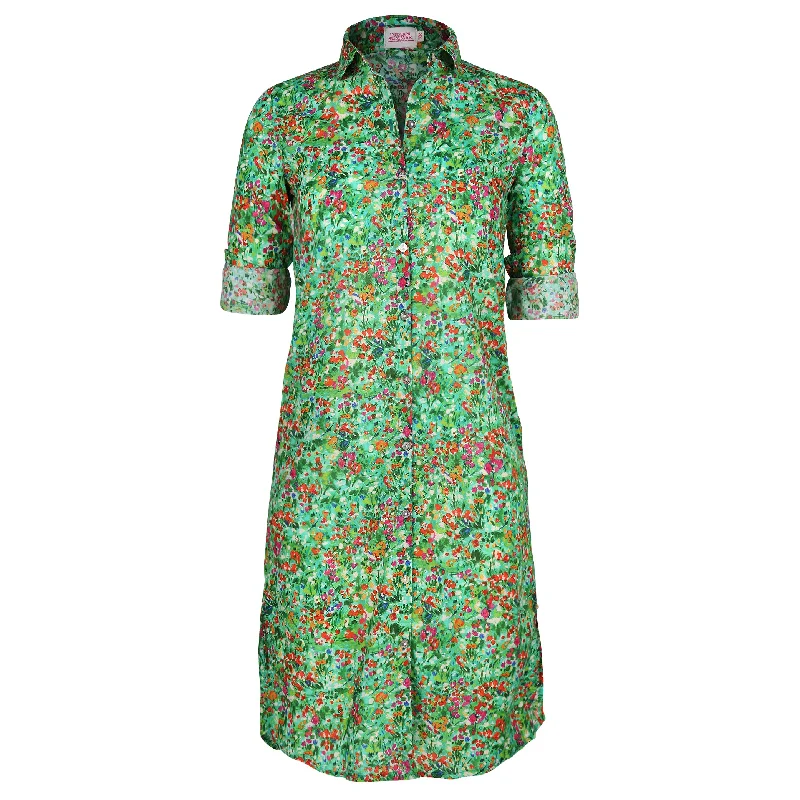 The Good Stuff Tropical Island - Inspired Attire Jilly midi shirt dress green floral