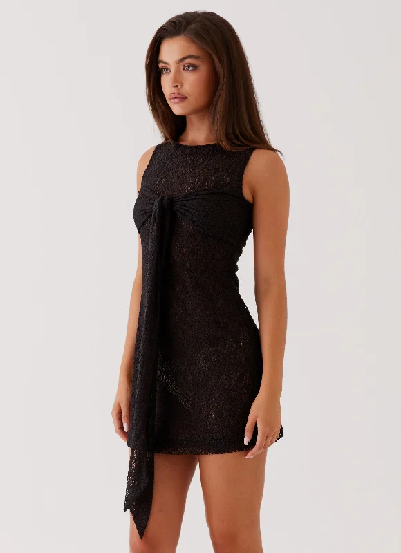 Best Deals Of The Season Formal Outfit Midnight Muse Lace Mini Dress - Black