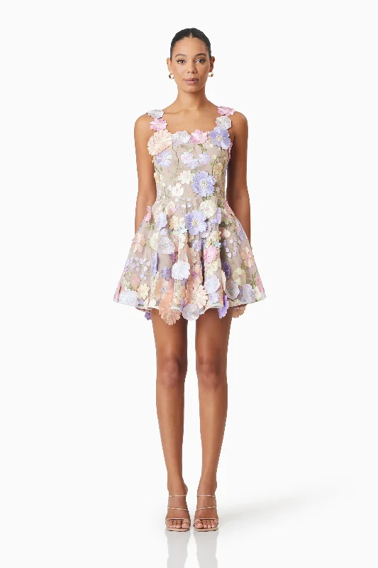 Ride The Style Wave Statement Piece Moana Floral Embellished Mini Dress in Purple