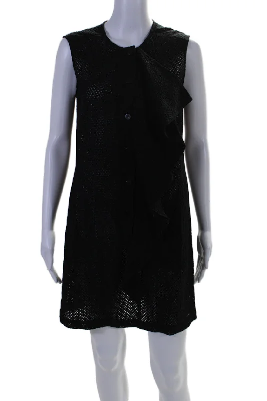 Don't Miss Out Refined Look marysia Womens Ruffled Button Down Sleeveless Dress Black Cotton