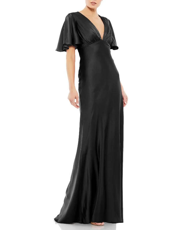 Fresh Styles, Fresh Deals Romantic Date - Night Ensemble Womens Satin V-Neck Evening Dress