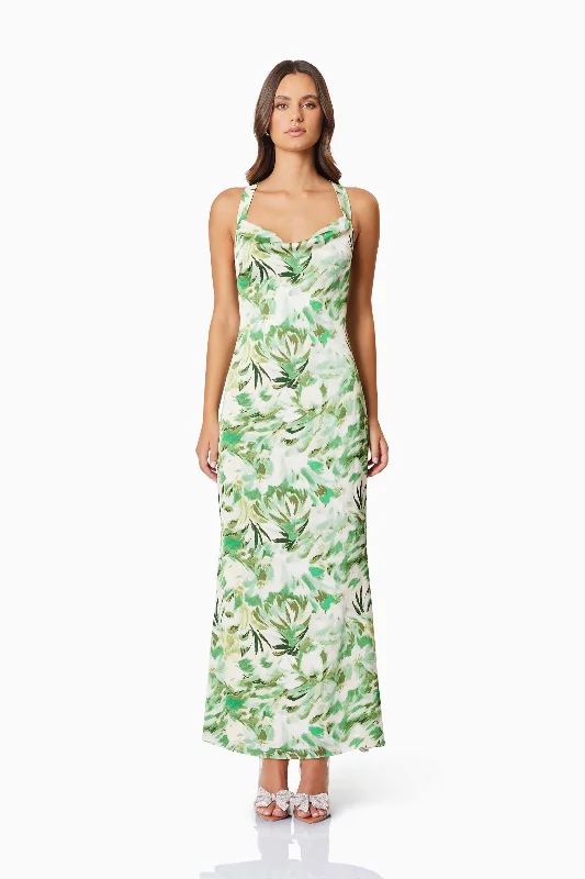 Fashion-Forward Limited - Stock Georgia Cocktail Maxi Dress In Green