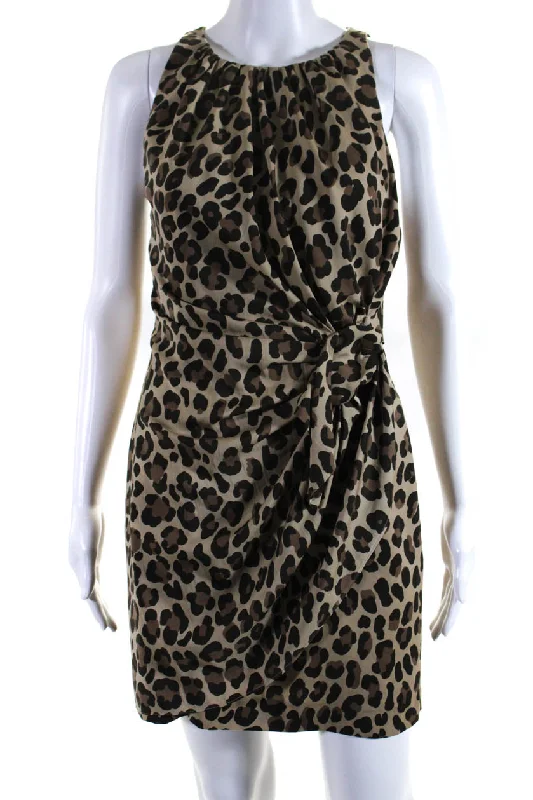 Browse Our Top Products Graceful Drape Moschino Cheap & Chic Womens Animal Print Sleeveless Dress Brown