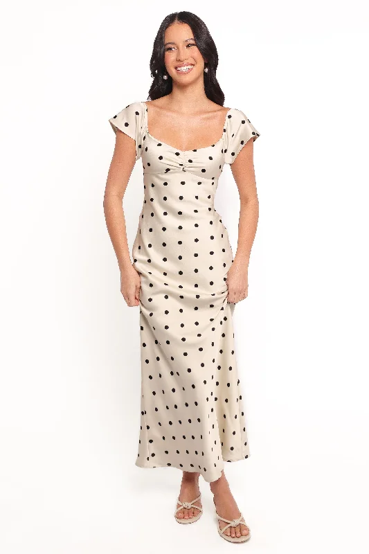 Season Offer Effortless Comfort Elke Maxi Dress - Black Dot