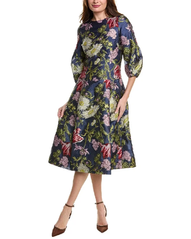 Limited Time Offer Feminine Grace Teri Jon by Rickie Freeman Jacquard Floral A-Line Dress