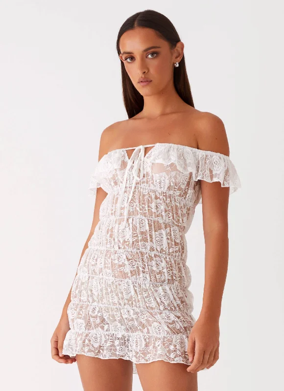 Flash Sales Weekend Special Kathy Ruched Mini Dress - White