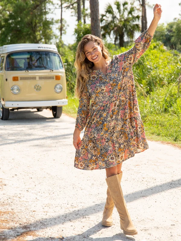 New Styles Just In Modern Romance Anita Tunic Dress - Tan Orange Floral