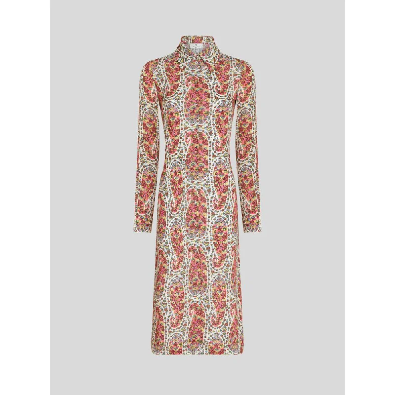 Chic Style, Always In Vogue Bohemian Vibe PAISLEY PATTERN SHIRT DRESS