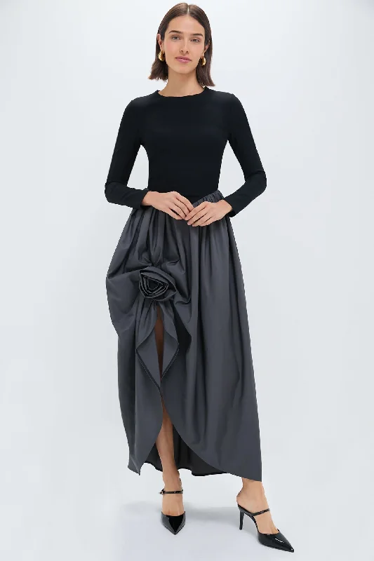 Buy More, Save More Chic Sophistication Gray Aurora Maxi Dress with Rose Detail