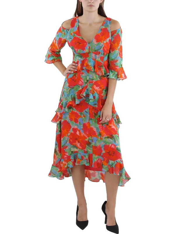 Comfortable Chic Boho - Chic Festival - Ready Style Womens Floral Print Midi Fit & Flare Dress