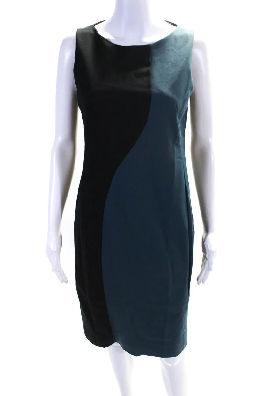 Must-Have Style Discounts Feminine Soft - Hued Look Akris Punto Women's Sleeveless Color block Sheath Dress Black Blue