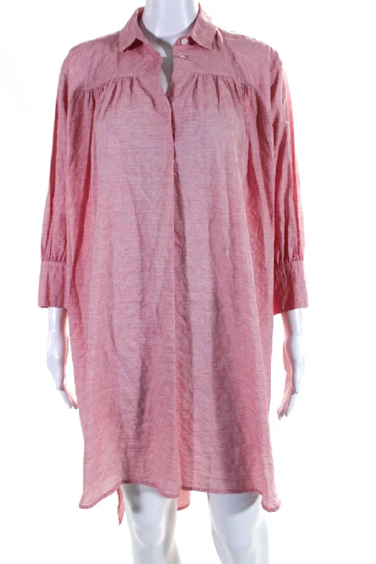 Hot Deals Alluring Design Heather Harlan Womens Smock Side Split Oversize Shirt Dress Pink