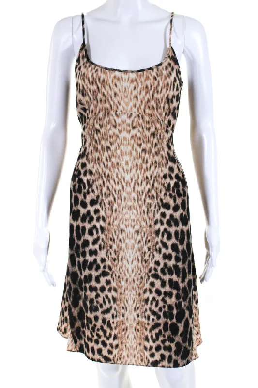 Crazy Discounts, Hurry Up Alluring Design Just Cavalli Womens Animal Print Sleeveless Dress Brown Black