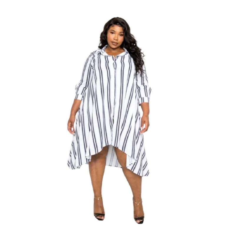 Valentine's Special Modern Romance Stripe Shirt Dress