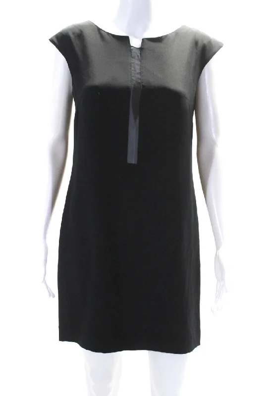 Holiday Glam Feminine Allure Cushnie Et Ochs Womens Silk Sheer Center Sleeveless Shift Dress Black