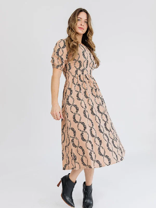 Romantic Fashion Discounts Seasonal Trend Sydney Midi Dress - Vine Twist Sand