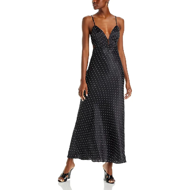 Affordable Trendy Fashion Luxe Layering Karlotta Womens Satin Polka Dot Slip Dress