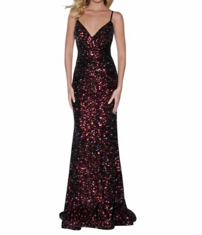 Flash Sale, Don'T Miss Y2K Nostalgic Fashion Look Sequin Fitted Gown In Black/red