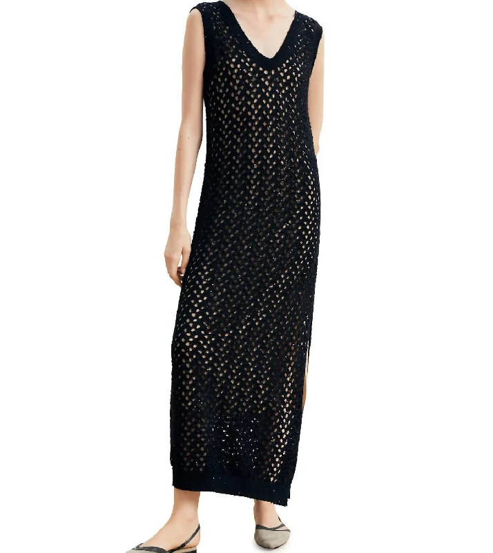 Flash Sale Fever Elegant Contour Knitted Sleeveless Dress In Black