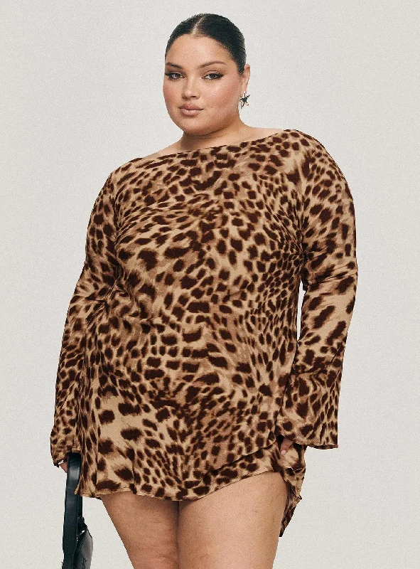 Polished Style Deals Y2K Nostalgic Fashion Look Halo Bias Mini Dress Leopard Curve