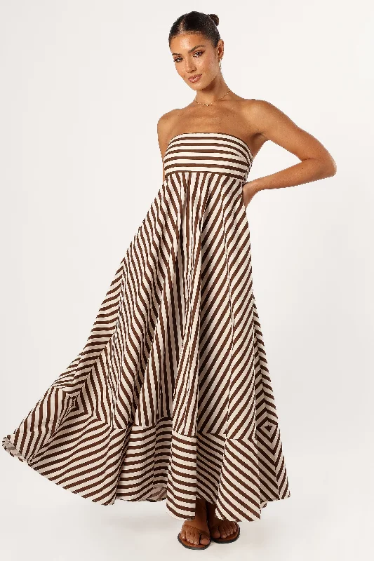 Limited Time Special Offer Effortless Sophistication Bowie Strapless Maxi Dress - Chocolate