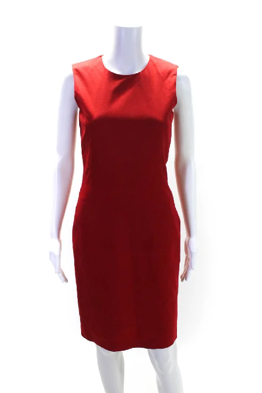 Sporty Fashion Offers Great Deals on Ethnic Cultural Wear Strenesse Womens Wool Tiered Zippered Sleeveless Midi Sheath Dress Red